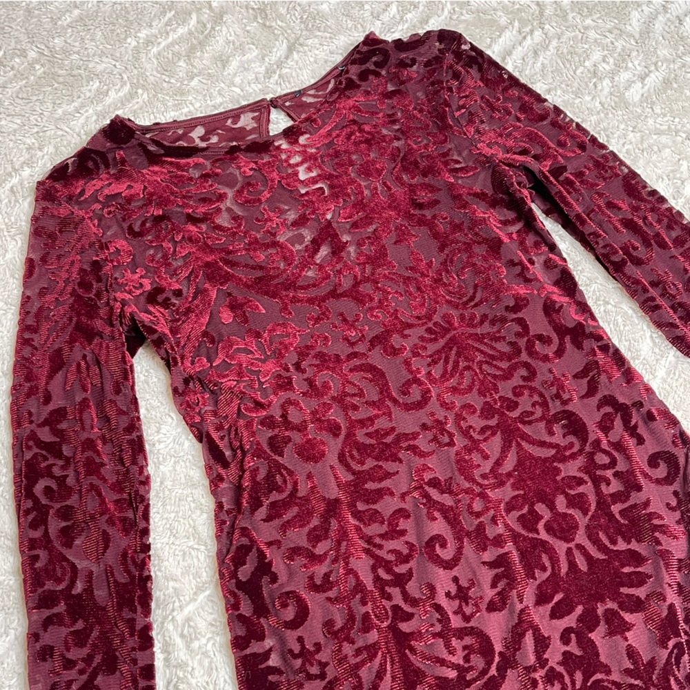 Velvet/Mesh Long Sleeve Dress